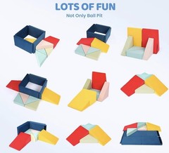 JOYMOR 8-Piece Fabric Soft Foam Climbing Blocks with Ball Pit for Toddlers