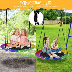 2-Person Flying Saucer Tree Swing Metal Patio Swing with Multi-Colored LED Light