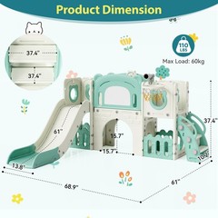 10-in-1 Slide Set for Kids Age 3+, Toddler Climber Slide Set with Drawing Board