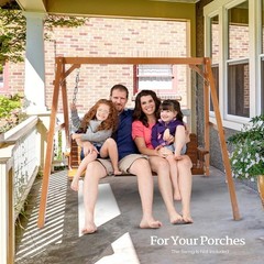 VINGLI Heavy Duty 660 LBS Wooden Porch Swing Bench A-Frame – Brown