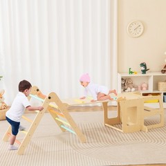 7-in-1 Toddler Climbing Toy Set w/ Reversible Ramp Convertible Step Stool