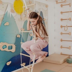 Kids Climbing Ropes Set Ceiling Mounted Swing Rings Ladder Indoor Play Gym
