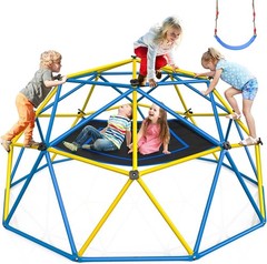 10ft Climbing Dome Jungle Gym Outdoor Monkey Bar w/ Hammock & Swing Easy Setup