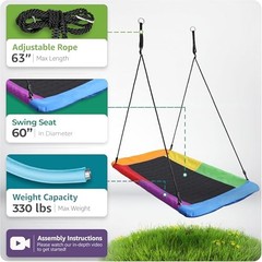 SORBUS 60″ SAUCER SWING KIDS 700LBS BIG PLATFORM TREE GLIDER THERAPY MULTICOLOR