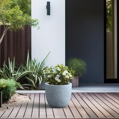 Kante Accent Round Bowl Blue Gray Concrete Planter 14″ Dia, Outdoor | Rubber …