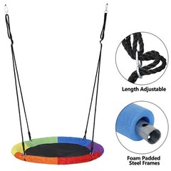 40 Inch Rainbow Saucer Tree Swing for Kids and Adults 700 lb Weight Capacity
