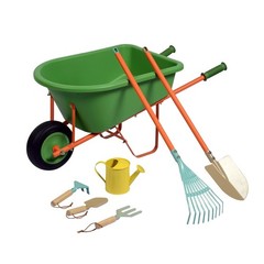 Wheelbarrow Gardening Playset 7 pc Green