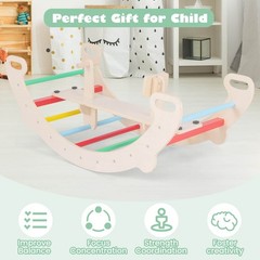 4-in-1 Rocking Horse Climber w/ Arch Climber Crawling Tunnel for Boys & Girls