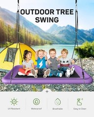 Everyfun Tree Swing for Kids and Adults, 60″ Waterproof Rectangle C-purple
