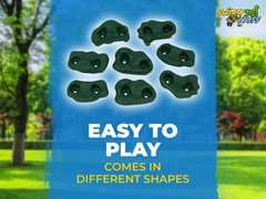 SWING SET STUFF SMALL TEXTURED ROCK HOLDS SET OF 8 MOUNTING HARDWARE GREEN 0014