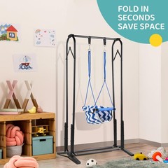 2 in 1 Baby Jumper and Swing, Toddler Swing Set with Foldable Stand, Ages 6 M…