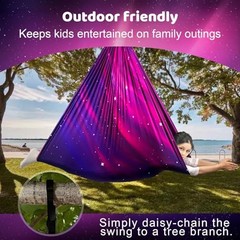 HiCamer Double Layer Sensory Swing for Kids & Adults Holds up to Galaxy Purple