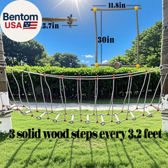 Outdoor Bridge Rope Ladder for Kids Rope Bridge Outdoor Obstacle Course Solid Wo