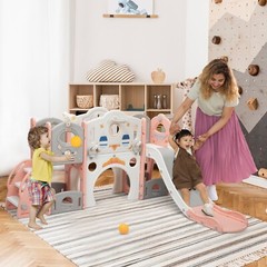 9 in 1 Toddler Slide and Climber Playset Kids Slide Indoor Slide for Baby Room