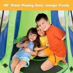 Goplus 40″ Kids Hanging Chair Swing Tent Set Hammock Nest Pod Seat Green