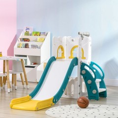 Toddler Activity Slide 5-in-1 66lb Load Yellow with Hoop Climber and Bin
