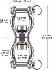Silent Bearing Swing Swivel, Tire Swing Swivel with 2 Removeable Buckle for W…