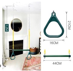 Jungle Gym Kingdom Trapeze Swing Bar with Heavy Duty Chain & Locking Carabiners