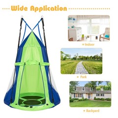 Goplus 40″ Kids Hanging Chair Swing Tent Set Hammock Nest Pod Seat Green
