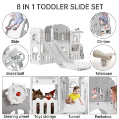 8 in 1 Toddler Slide Playset Indoor Playground Kids Baby Outdoor Indoor Playset