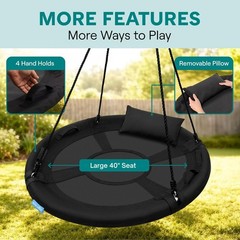 Heavy Duty 40-Inch Tree Swing – 900lb Capacity with Adjustable Ropes & Spinner