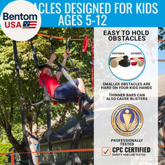 Hyponix Ninja Warrior Obstacle Course for Kids – 2 X 60 Ft Slackline with 13 Out