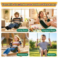 Heavy Duty Kids Swing Seat with 79″ Adjustable Rope, 330 lbs Capacity Swing S…