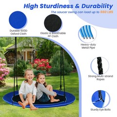 40″ Saucer Tree Swing 660 LBS for Kids Adults Outdoor w/LED Lights Blue