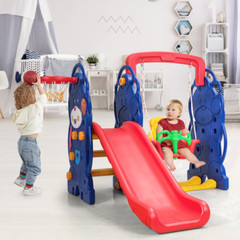 3-In-1 Toddler Climber and Swing Playset with Basketball Hoop