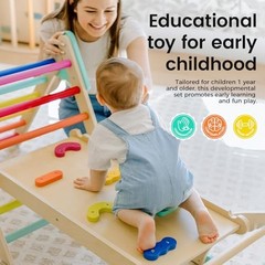 Pikler Triangle Set,7-in-1 Foldable Montessori Climbing Toys | Indoor Rainbow