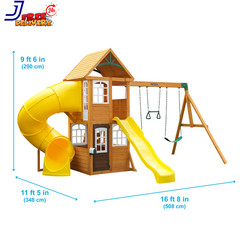 Castlewood Wooden Swing Set Playset with Clubhouse Mailbox Slide and Play Kitche