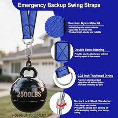 Dual Protection Tree Swing Straps with Backup Lifeline, 2500LB Capacity, Metal