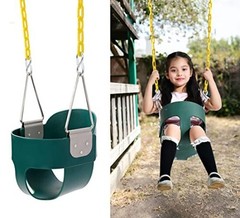 59 High Back Full Bucket Toddler Swing Seat with Heavy Duty Plastic Dark Green
