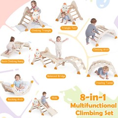 8-in-1 Climbing Toys for Toddlers with Triangle Ladder, Convertible Ramp, Indoor