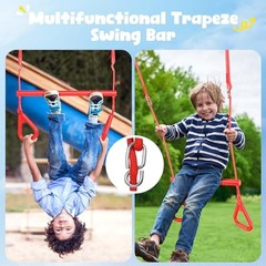65 ft Ninja Warrior Obstacle Course for Kids with Saucer Tree Swing | ASTM