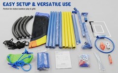 5in1 Kids Swing Set with Saucer Swing, Belt Swing, Basketball Hoop & Soccer Goal