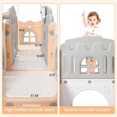 8-in-1 Toddler Indoor Playground with Slide, Climber, and Basketball Hoop