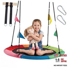 Saucer Tree Swing for Kids & Adults, Heavy Duty Round 40 Inch Multicolored