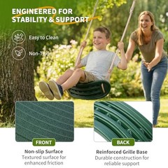 Weatherproof Kids Swing Seat,264lbs Heavy Duty Tree Swing with Ergonomic Green