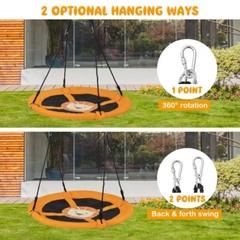 40″ Outdoor Round Saucer Tree Swing WaterProof w/Adjustable Ropes & Carabiners