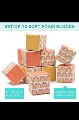 JumpOff Jo 12 Pc Soft Foam Blocks Playset Rainbow Montessori Sensory 6″ Cubes
