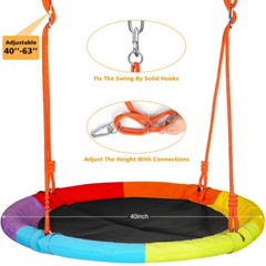 Pre-Owned Saucer Swing with Stand Kids Outdoor Heavy-Duty Metal Frame Backyard