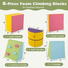 6-Piece Foam Climbing Blocks Lightweight Soft Climbing Indoor Set Gift for
