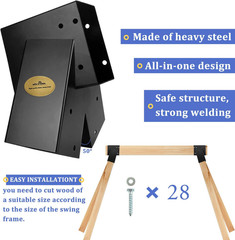 2 Swing Set Brackets for Swing Set A-Frame Heavy Duty with All Mounting Hardware