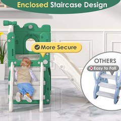 7 in 1 Toddler Slide, L-Shaped Baby Slide for Toddlers Age 1-3 with Basketball H