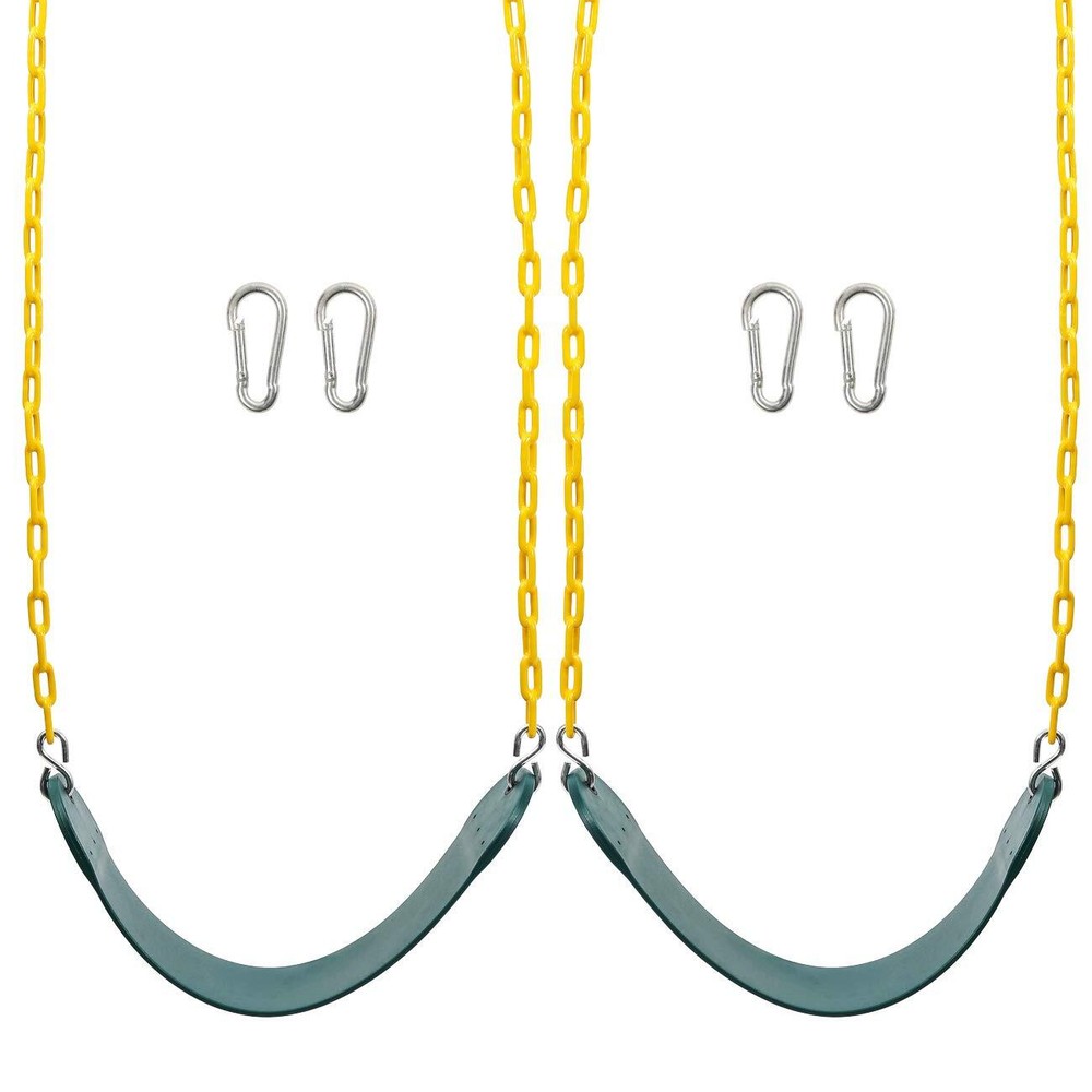 2 PCS Playground Swing Seats Heavy Duty with 66″ Chain Replacement & Snap Hooks