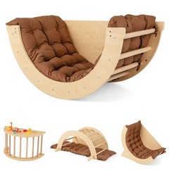 6 in 1 Climbing Arch Wooden Rocker Arch Climbing Toy with Removable Cushion