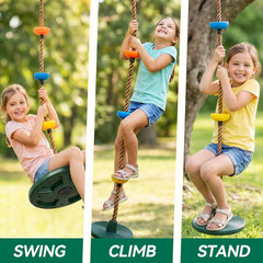 Heyzoo Tree Swing for Kids 330LB Capacity, Climbing Rope with Platforms and Disc