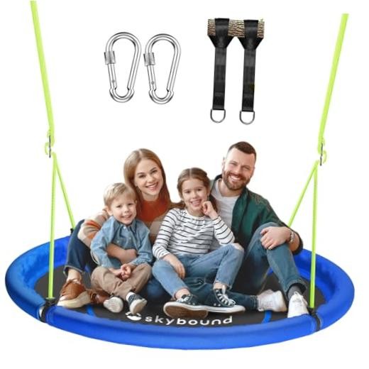 43″ Tree Swing 600LB Weight Capacity with Hanging Carabiners, Waterproof Blue