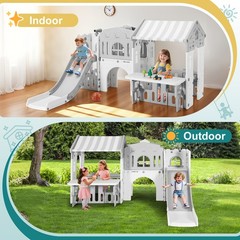 9IN1 Toddler Slide Climber Playset Playhouse Indoor Outdoor Playground